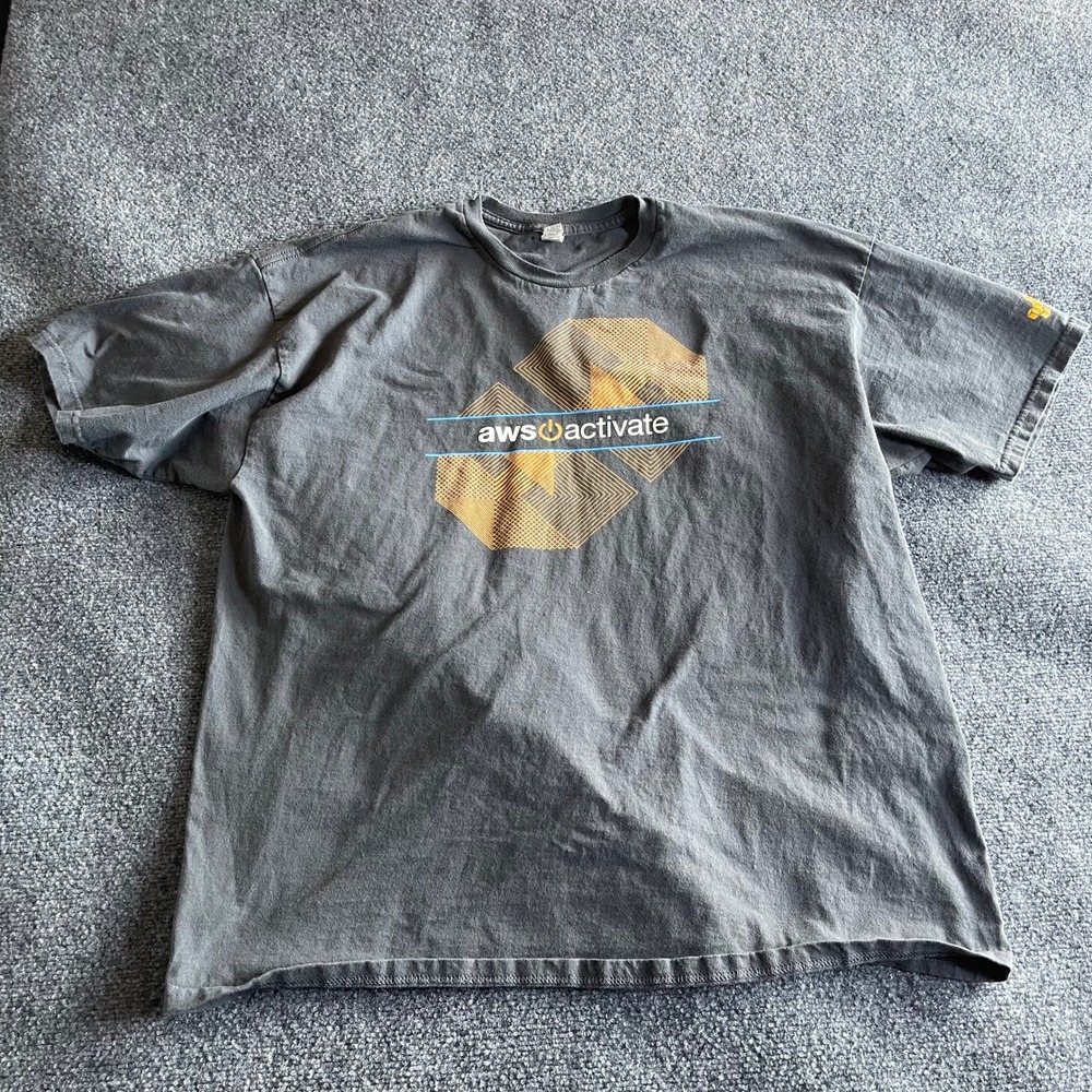 Alstyle AWS Activate Amazon Web Services Graphic T-Shirt Mens 2XL Gray Tech Swag